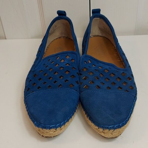 Franco Sarto Blue Suede Laser Cut Espadrille Shoes - Picture 2 of 8